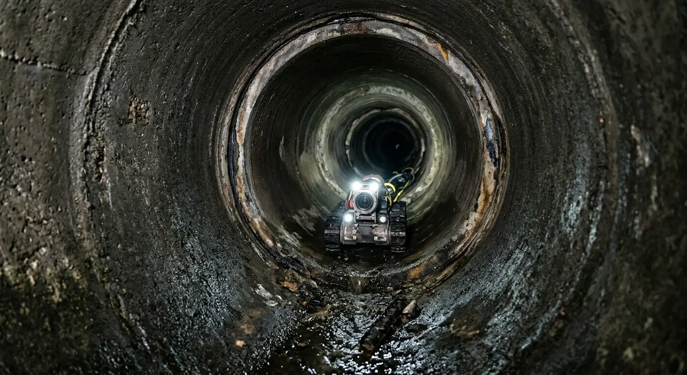 Robotic sewer camera inspecting pipe interior for Sewer Line Repair in Temple City